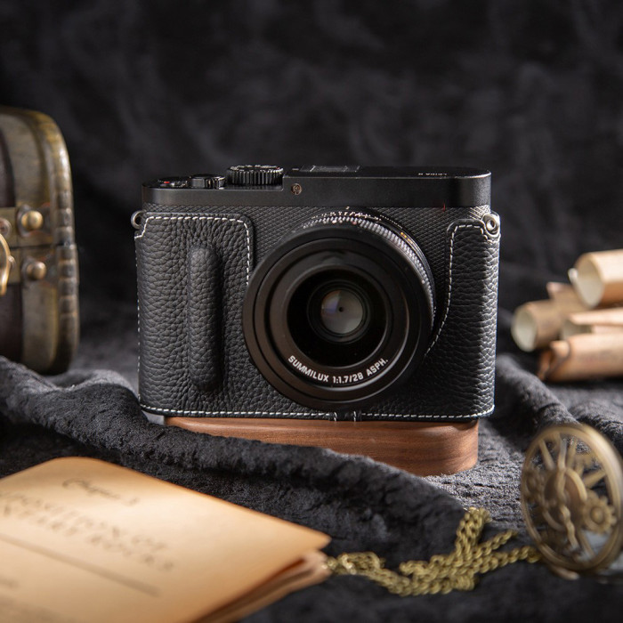 For Leica Q Leather Case Leather Base Camera Bag First Layer green blue black