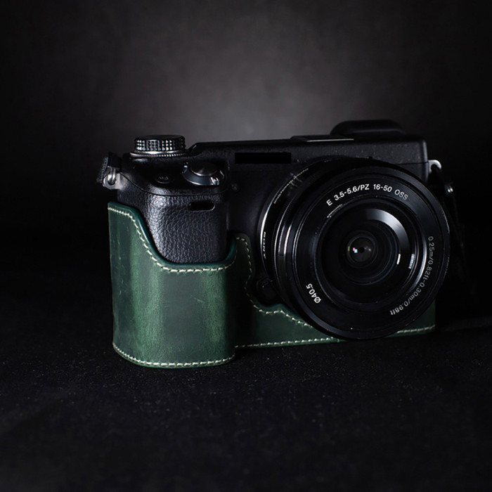 For Sony NEX-6/NEX-7 Leather Case Protective Camera Base Protective green blue