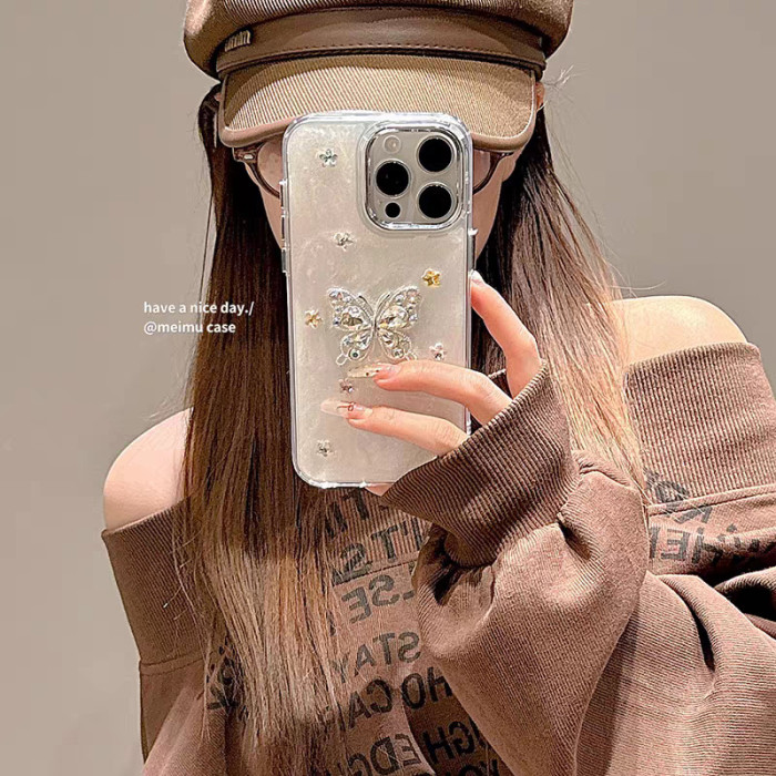 For Apple iPhone 17 air 17 16 15 Pro Max 14 13 12 11 8 7 XR XS Butterfly Cover Phone Case 