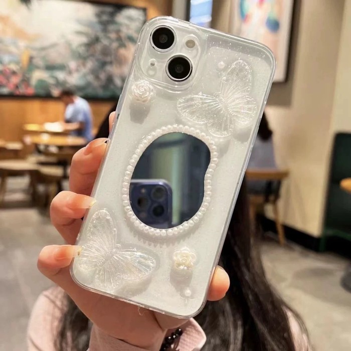 For iPhone 17 Air 17 16 Pro Max 15 14 13 12 11 7 8  XR XS Phone Case Hear Love Mirror Cover