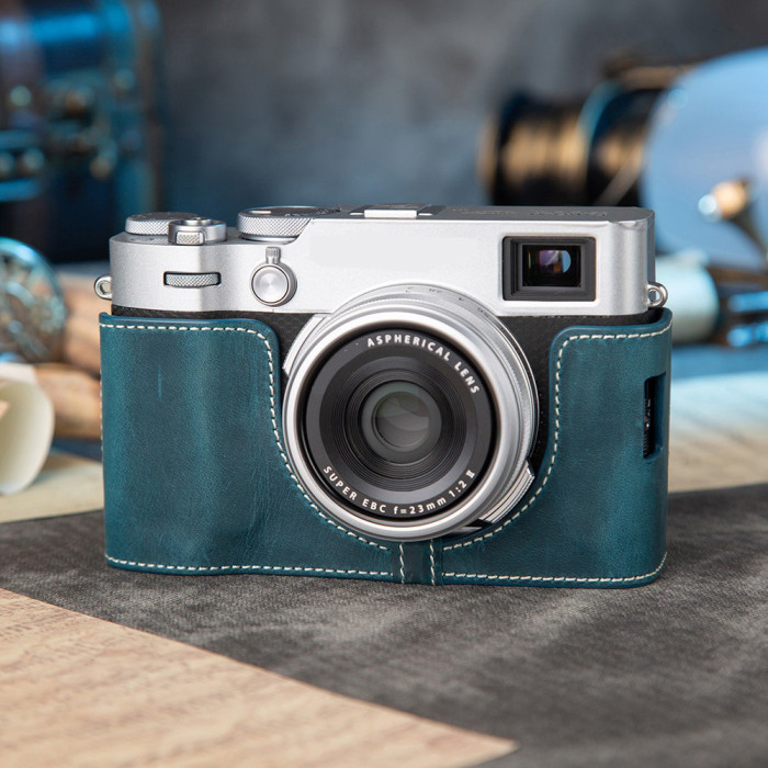 For Fujifilm X100vi Leather Case Camera Bag Protective Base green black blue brown