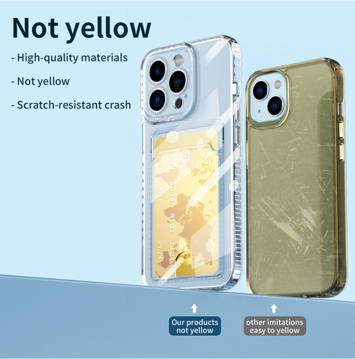 For iPhone 17 air 17 16 15 Pro Max 14 13 12 11 XR XS 7 8 Transparent Card Holder Phone Case 