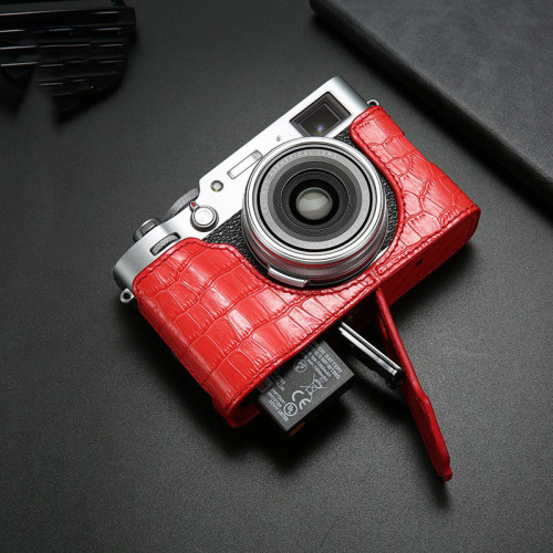 For Fujifilm X100f X100v Camera Base Bag Leather Case cover shell black red