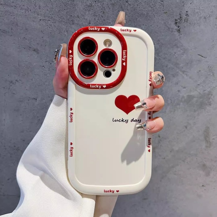 For iPhone 16 Pro Max 15 14 13 12 11 XR XS 7 8 Phone Cover Lucky Day Love Case