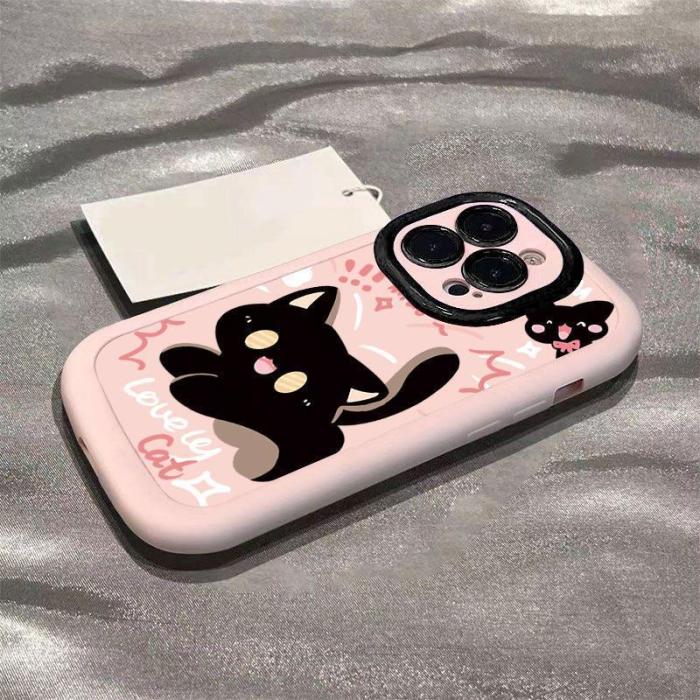 For iPhone 16 Pro Max 15 14 13 12 11 XR XS 7 8 Phone Cover Cute Cat Frosted Case