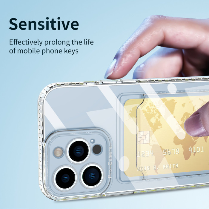 For iPhone 17 air 17 16 15 Pro Max 14 13 12 11 XR XS 7 8 Transparent Card Holder Phone Case 