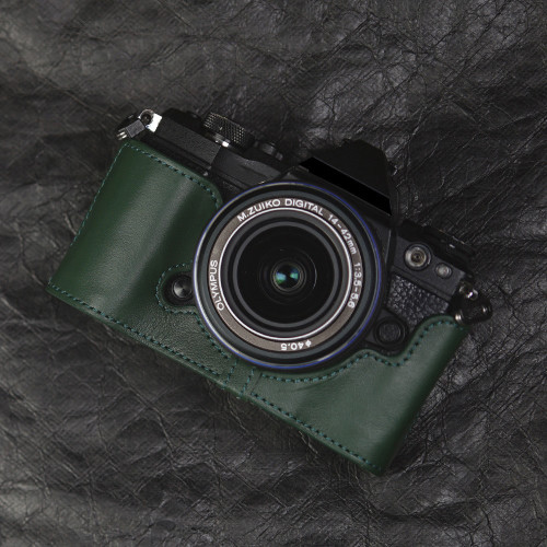 For Olympus EM5 Second Gen Leather Case Camera Bag Protective Case green black