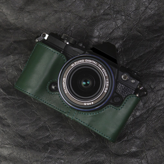 For Olympus EM5 Second Gen Leather Case Camera Bag Protective Case green black
