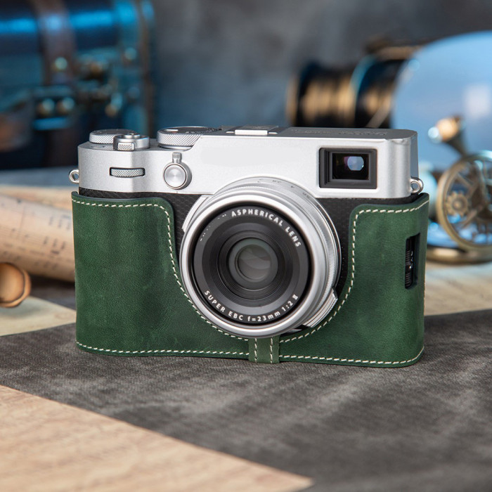 For Fujifilm X100vi Leather Case Camera Bag Protective Base green black blue brown