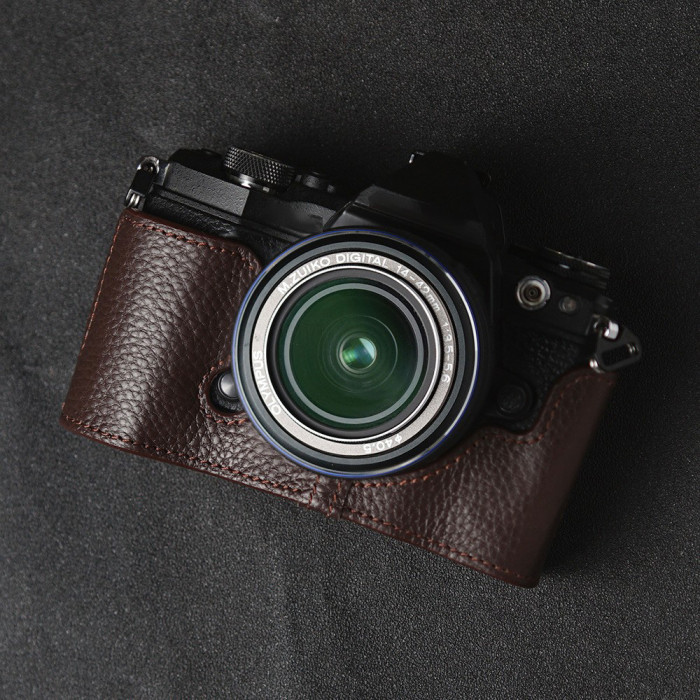 For Olympus EM5 Second Gen Leather Case Camera Bag Protective Case green black