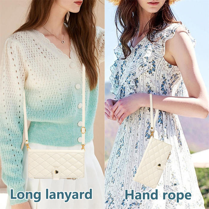 For Apple iPhone 16 Pro Max 15 14 13 12 11 XR XS 7 8 Classic Leather Wallet Phone Case Long rope+short rope