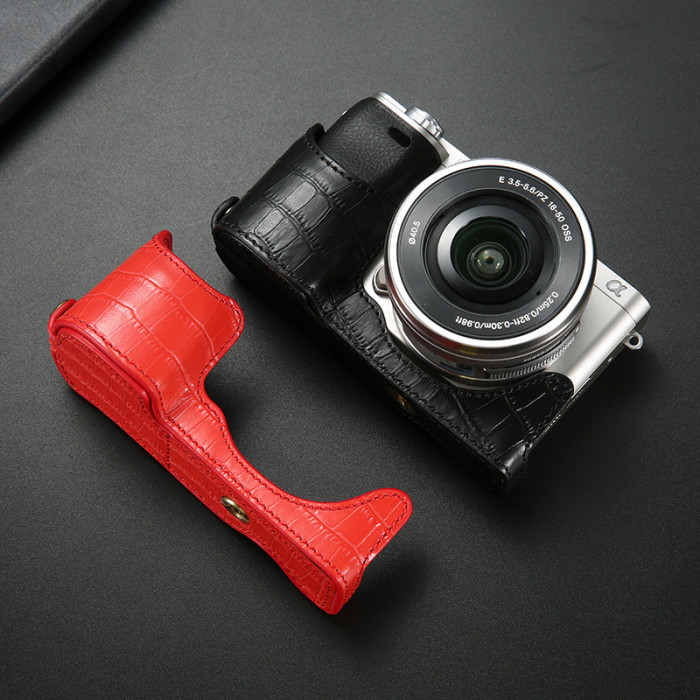For Sony A6400 A6100 A6300 A6000 Camera Base Bag Leather Case cover shell black