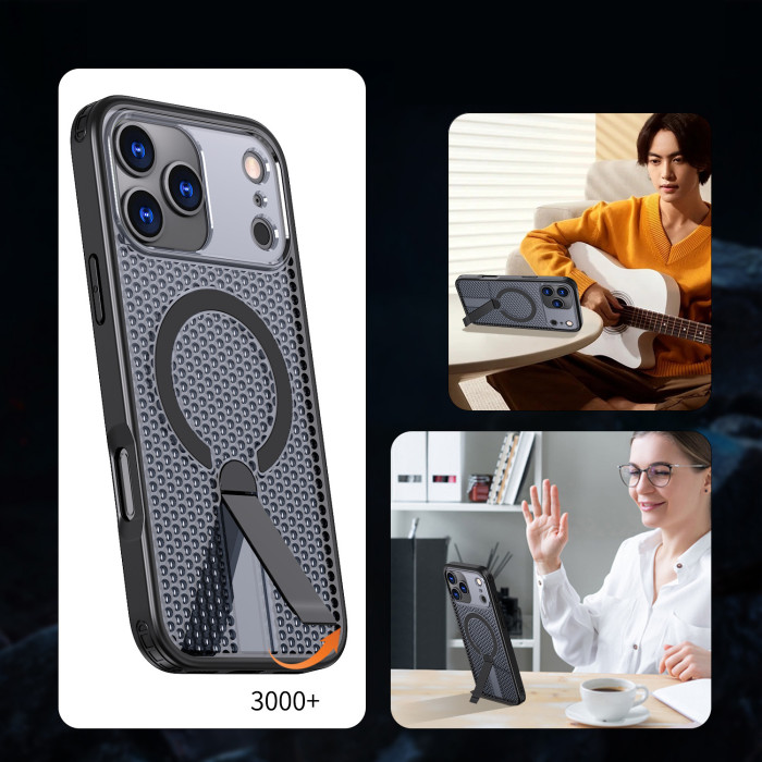 For iPhone 17 Air 17 16 Pro Max 15 14 13 12 11 XR XS Phone Cover Heat Dissipation Magnetic Bracket 
