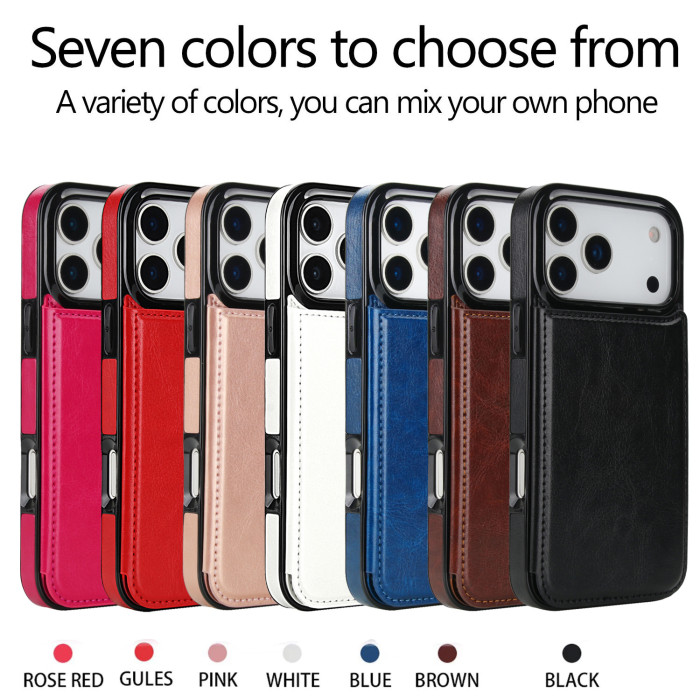 For iPhone 17 Air 17 16 Pro Max 15 14 13 12 11 XR 7 8 Phone Cover Leather Wallet