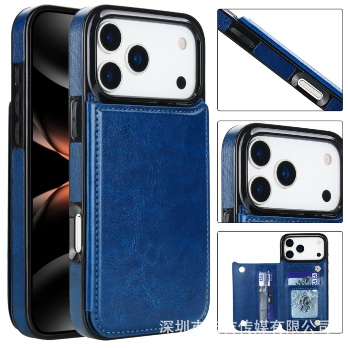For iPhone 17 Air 17 16 Pro Max 15 14 13 12 11 XR 7 8 Phone Cover Leather Wallet