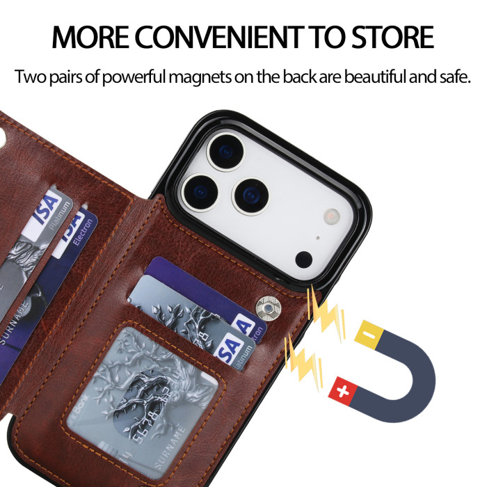 For iPhone 17 Air 17 16 Pro Max 15 14 13 12 11 XR 7 8 Phone Cover Leather Wallet