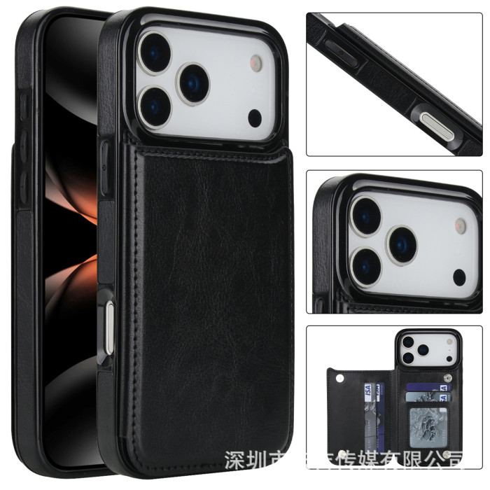 For iPhone 17 Air 17 16 Pro Max 15 14 13 12 11 XR 7 8 Phone Cover Leather Wallet