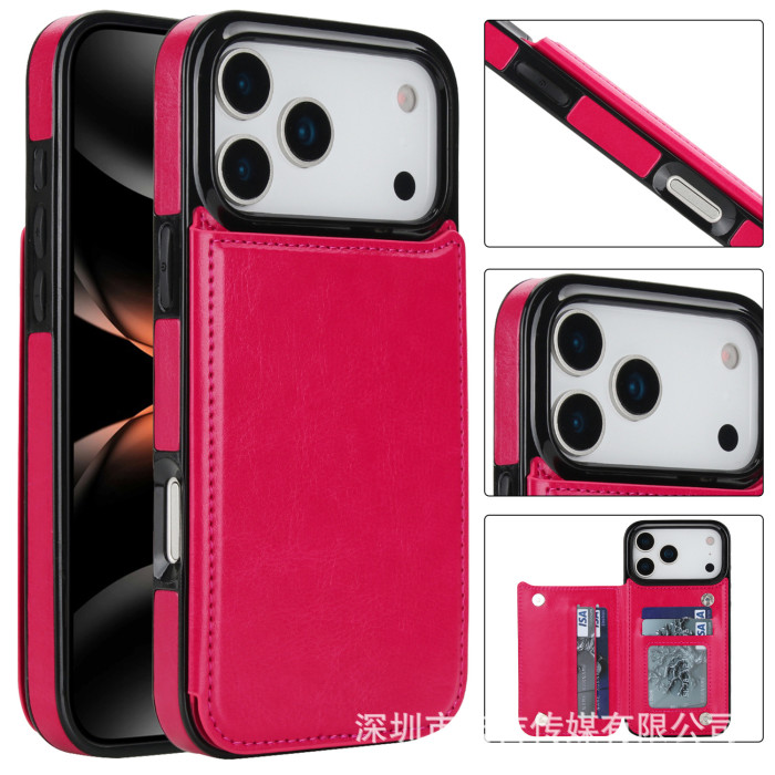 For iPhone 17 Air 17 16 Pro Max 15 14 13 12 11 XR 7 8 Phone Cover Leather Wallet