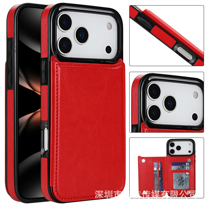 For iPhone 17 Air 17 16 Pro Max 15 14 13 12 11 XR 7 8 Phone Cover Leather Wallet