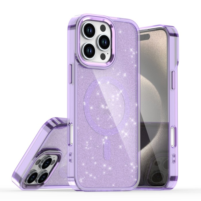 For iPhone 17 Air 17 16 Pro Max 15 14 13 12 11 XR 8 Phone Cover Glitter Magnetic