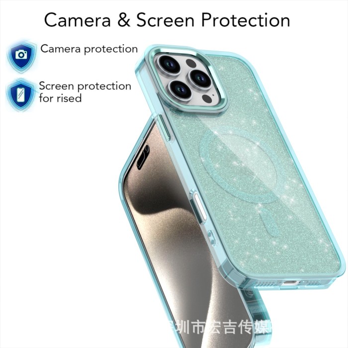 For iPhone 17 Air 17 16 Pro Max 15 14 13 12 11 XR 8 Phone Cover Glitter Magnetic