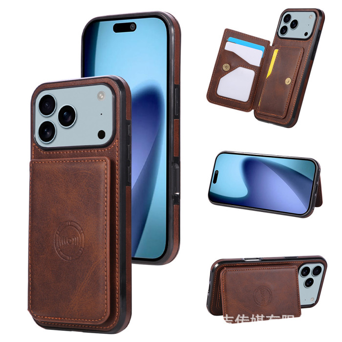 For iPhone 17 Air 17 16 Pro Max 15 14 13 12 11 XR 7 8 Phone Cover Leather Wallet