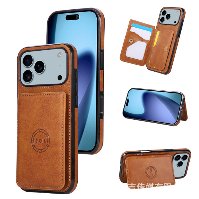 For iPhone 17 Air 17 16 Pro Max 15 14 13 12 11 XR 7 8 Phone Cover Leather Wallet