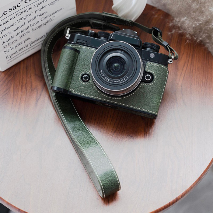 For Nikon ZF Protective Cover Camera Bag Leather Base Shell case green black