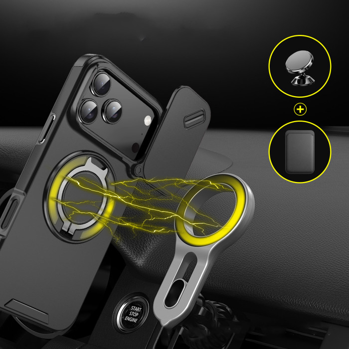 For iPhone 17 Air 17 16 Pro Max 15 14 13 12 11 8 XR Phone Case Rotating Bracket Magnetic 