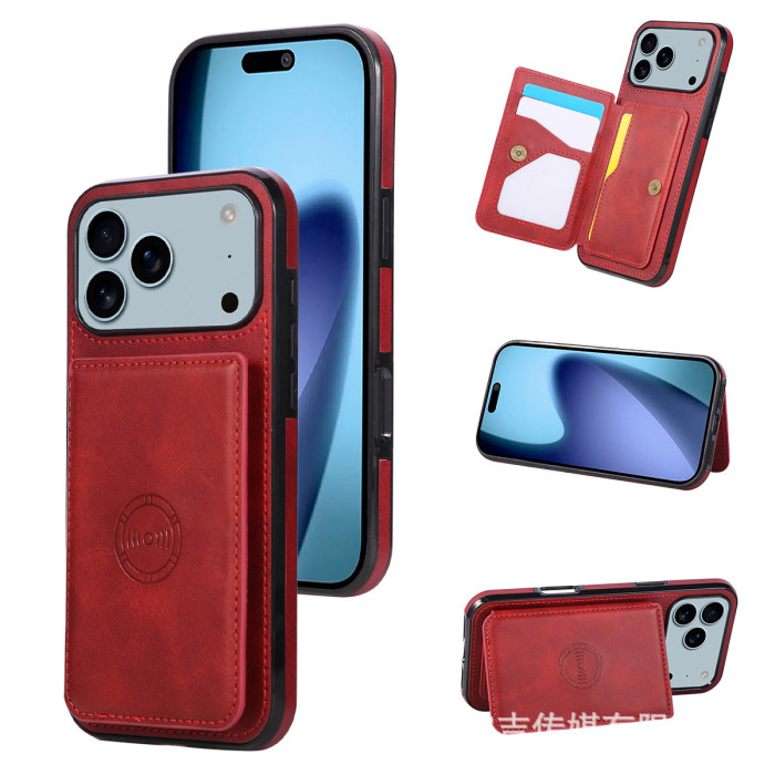 For iPhone 17 Air 17 16 Pro Max 15 14 13 12 11 XR 7 8 Phone Cover Leather Wallet
