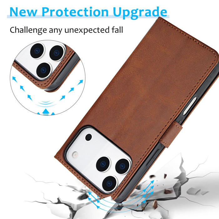 For iPhone 17 Air 17 16 Pro Max 15 14 13 12 11 XR Phone Case Leather Wallet Card Holder