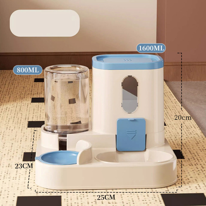 Automatic Pet Feeder Dispenser Cat Pet Dog Food Water Integrated Double Bowl New