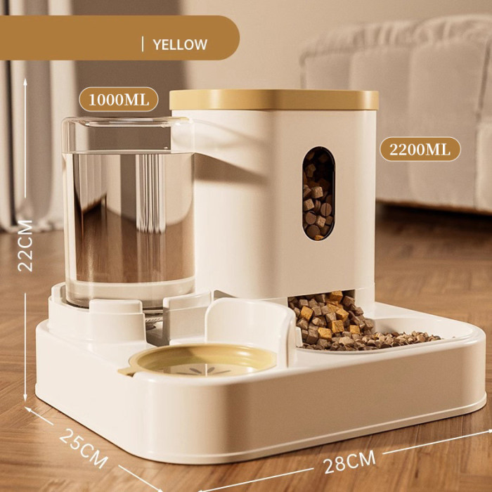 Automatic Pet Feeder Dispenser Cat Pet Dog Food Water Integrated Double Bowl New