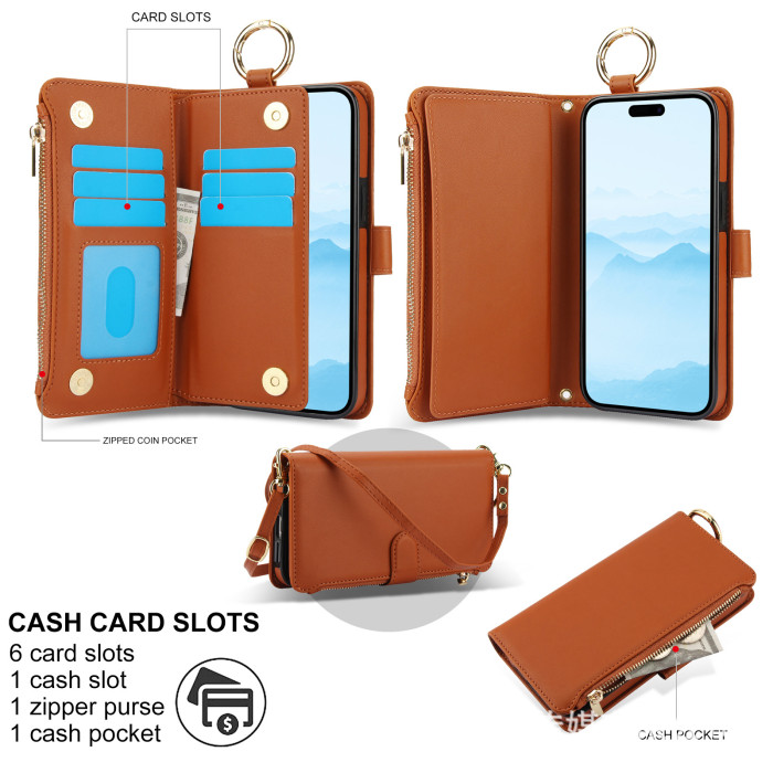 For iPhone 17 Air 17 16 Pro Max 15 14 13 12 11 8 XR XS Phone Case Wallet Leather