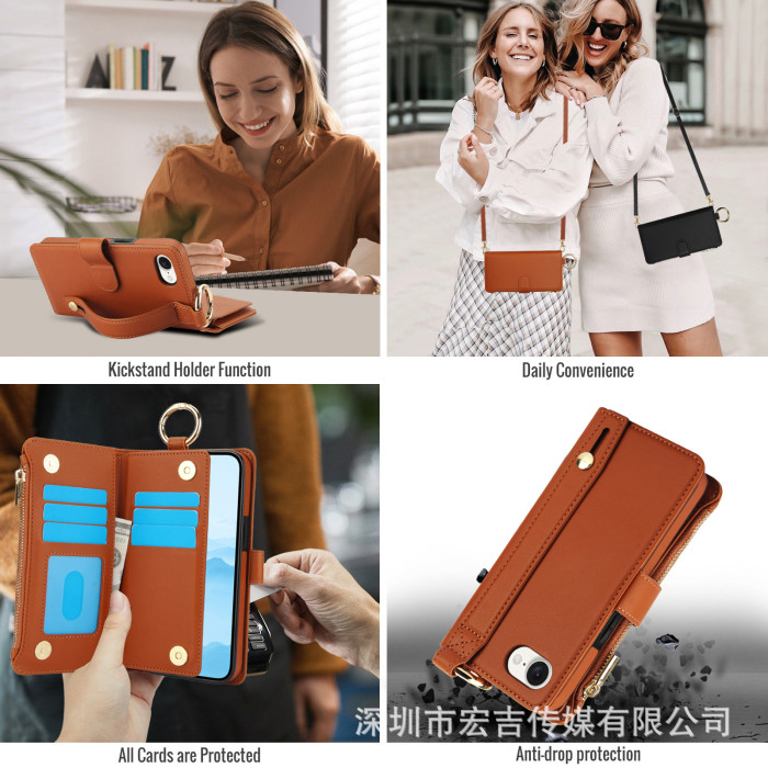 For iPhone 17 Air 17 16 Pro Max 15 14 13 12 11 8 XR XS Phone Case Wallet Leather