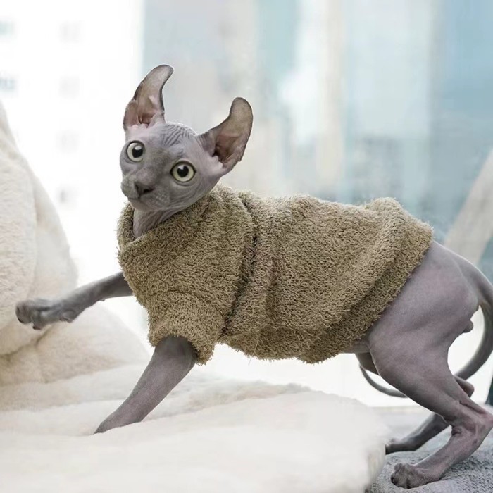 Dog Cat Clothes Warm Pet Fluffy Jacket Soft Hairless Dog Spring Autumn Winter