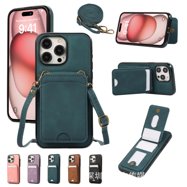 For iPhone 17 Air 17 Pro Max 16 15 14 13 12 11 XR XS 8 Phone Case Leather Wallet Card Holder