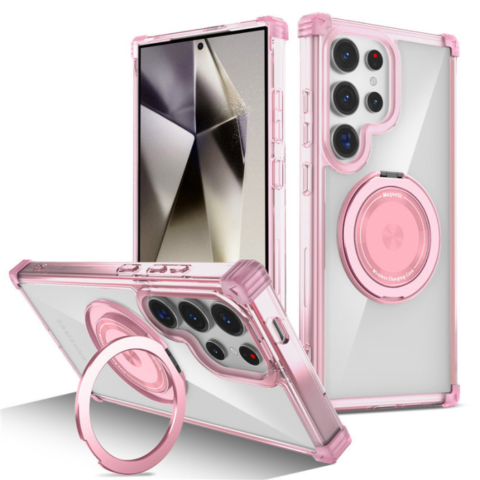 For Samsung Galaxy S25 Ultra S24 S23 S22FE Phone Case Magnetic Rotatable Ring Bracket 