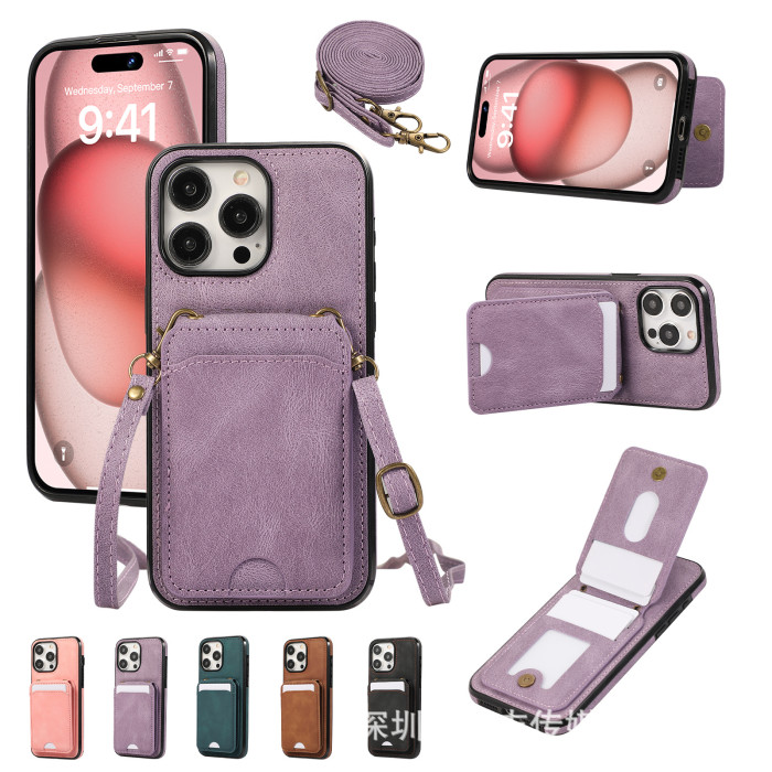For iPhone 17 Air 17 Pro Max 16 15 14 13 12 11 XR XS 8 Phone Case Leather Wallet Card Holder