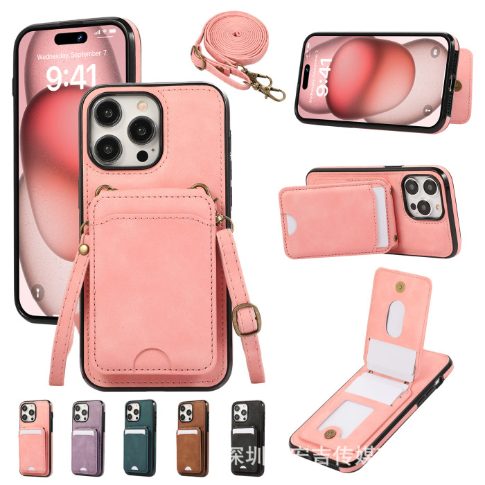 For iPhone 17 Air 17 Pro Max 16 15 14 13 12 11 XR XS 8 Phone Case Leather Wallet Card Holder
