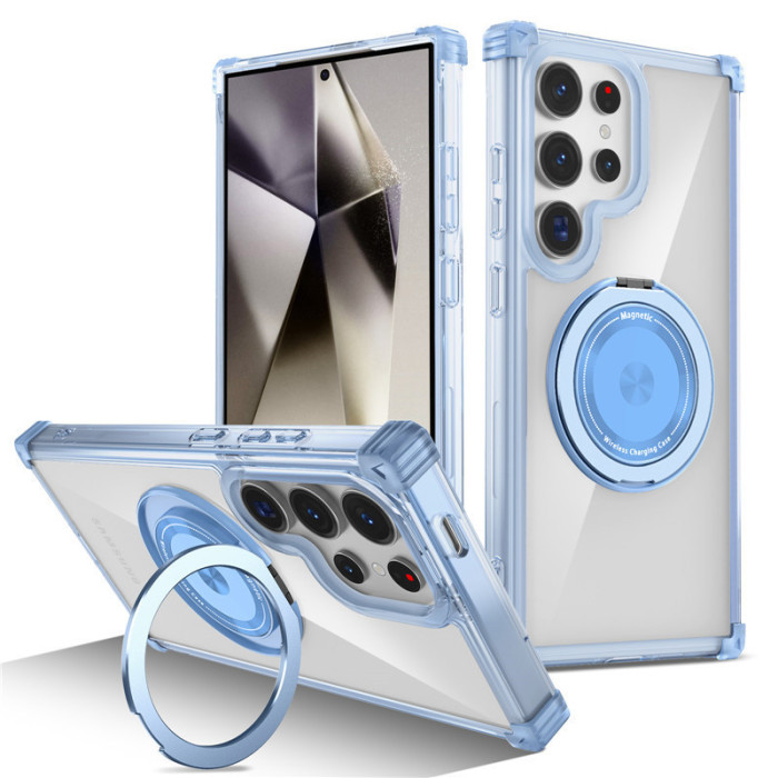 For Samsung Galaxy S25 Ultra S24 S23 S22FE Phone Case Magnetic Rotatable Ring Bracket 