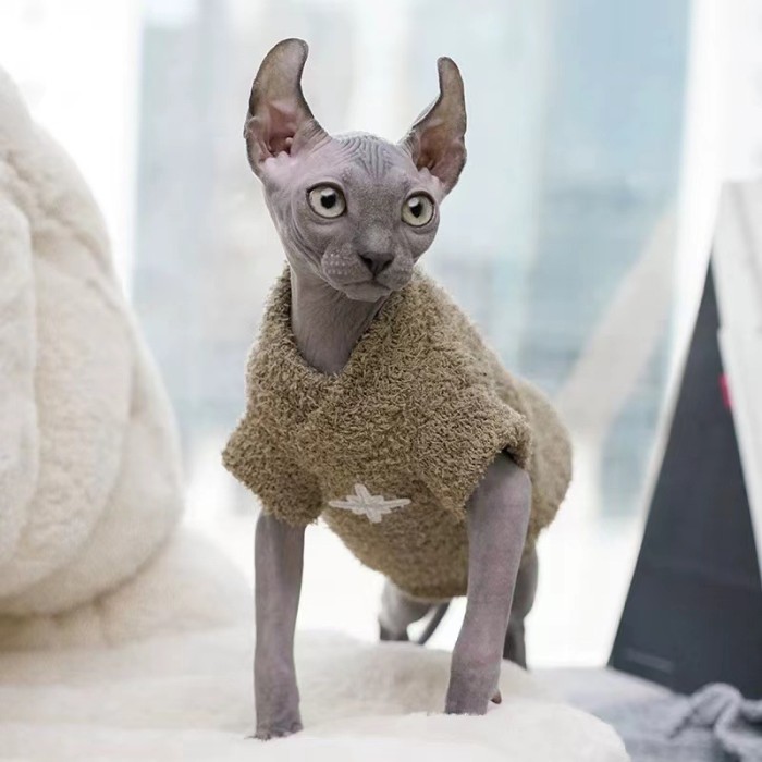Dog Cat Clothes Warm Pet Fluffy Jacket Soft Hairless Dog Spring Autumn Winter