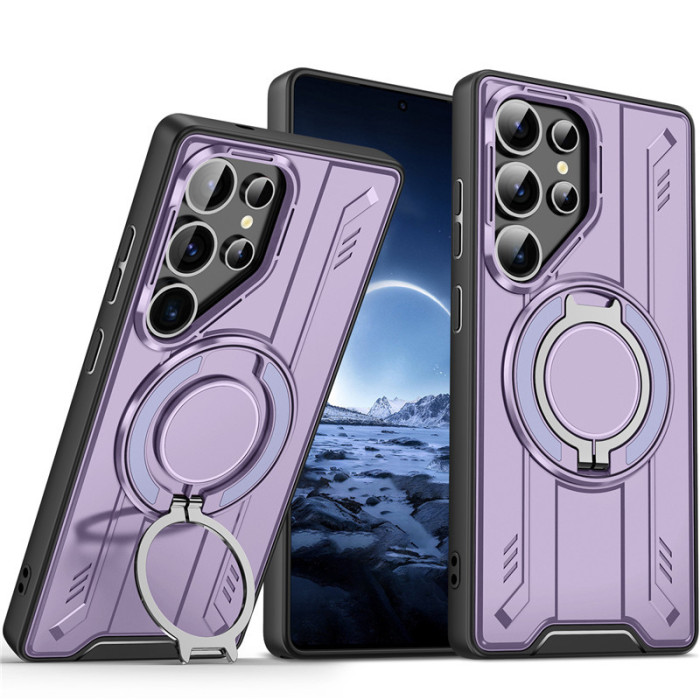 For Samsung Galaxy S25 Ultra S24FE A35 A56 Phone Cover Magnetic Rotating Bracket