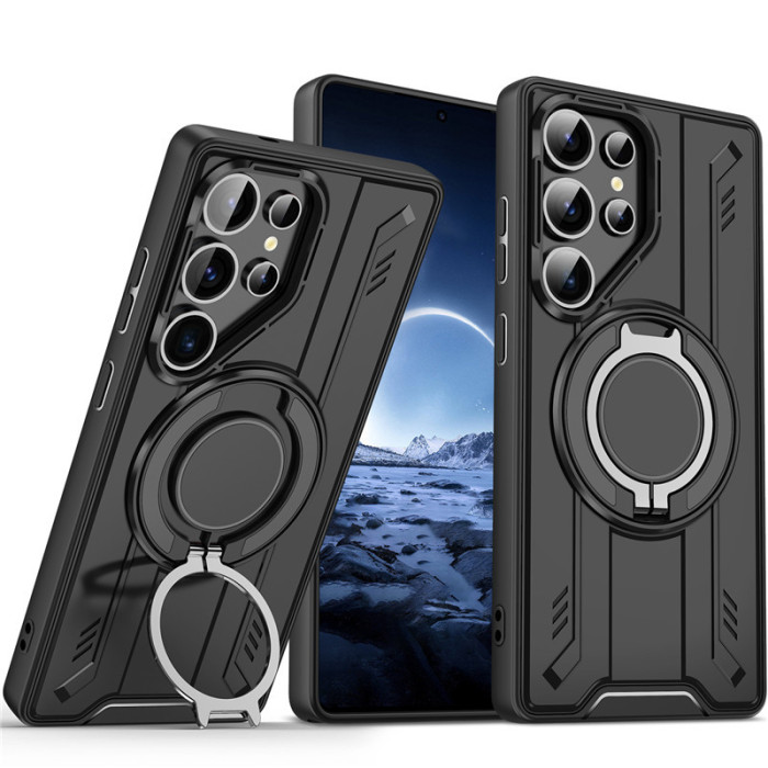 For Samsung Galaxy S25 Ultra S24FE A35 A56 Phone Cover Magnetic Rotating Bracket