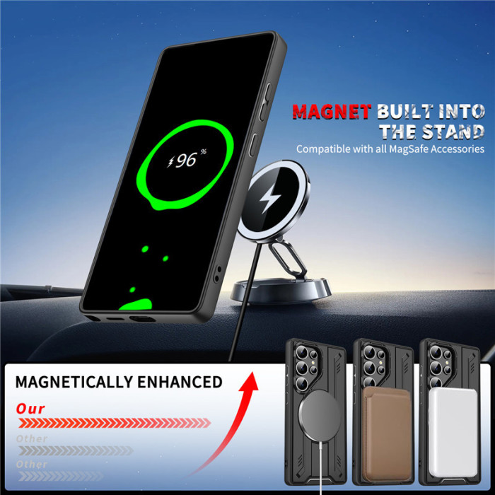 For Samsung Galaxy S25 Ultra S24FE A35 A56 Phone Cover Magnetic Rotating Bracket