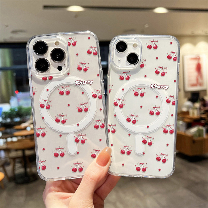 For iPhone 17 Air 17 Pro Max 16 15 14 13 12 11 XR XS 7 8 Phone Case Cherry Magnetic Case 
