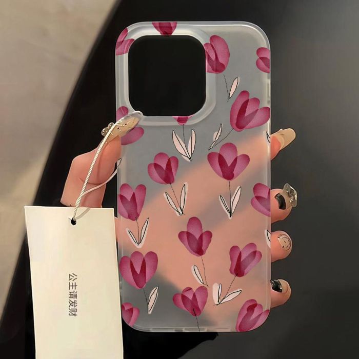 For iPhone 17 Air 17 Pro Max 16 15 14 13 12 11 XR 7 8 XS Phone Case Red Flower
