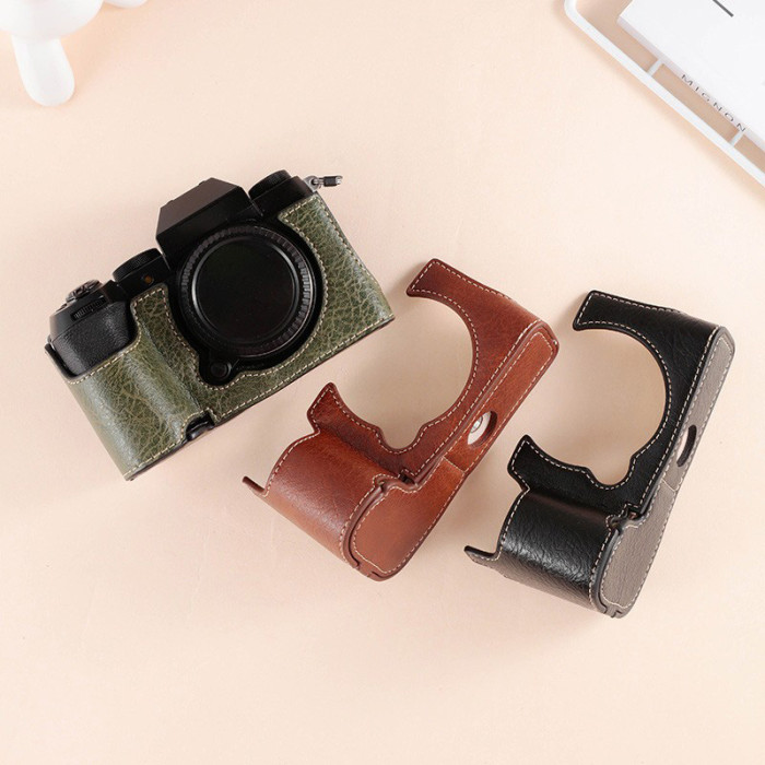 For Fujifilm X-S20 Camera Cover Leather Case Base Cover Protective Bag green black