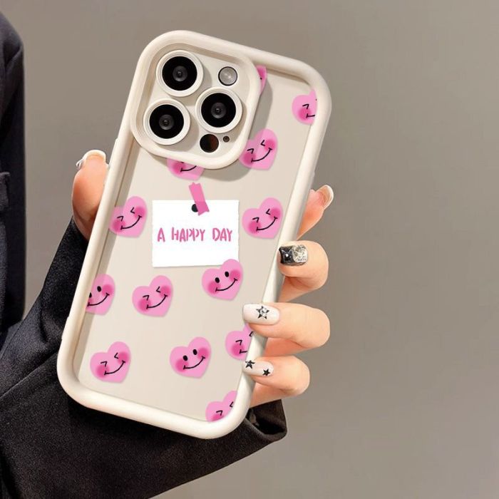 For iPhone 17 Air 17 Pro Max 16 15 14 13 12 11 XR 7 8 XS Phone Cover Love Smiley