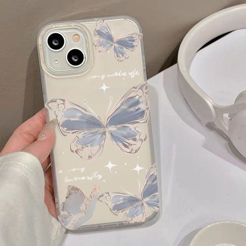 For iPhone 17 Air 17 Pro Max 16 15 14 13 12 11 XR 7 8 Phone Cover Blue Butterfly